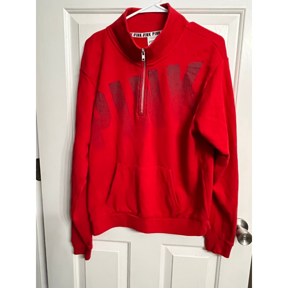 Women's PINK Victoria's Secret Sweatshirt Red/Gray Size L